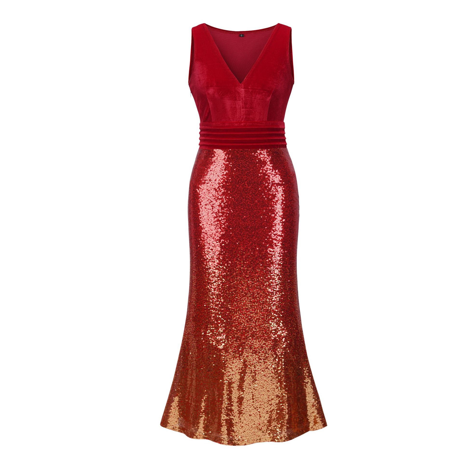 Elegant Sequin Maxi Dress Slim Fit Sleeveless Spring Summer Fashion Perfect for Parties and Formal Events Wholesale