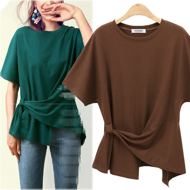Womens Plus Size Short Sleeve T Shirt Casual Loose Fit Round Neck Fashionable Design Summer Wear OEM Available