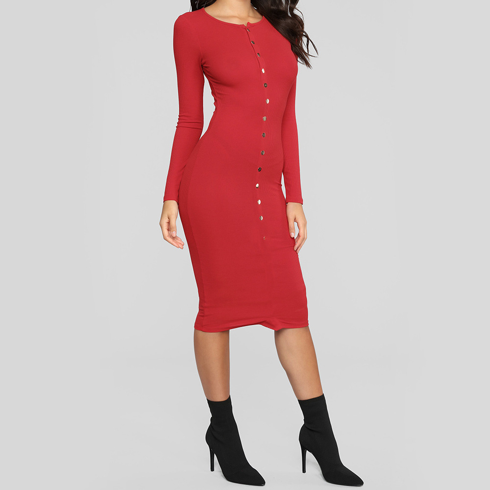 Bodycon Dress Long Sleeve Slim Fit Sexy Design Autumn Winter Fashion for Women Wholesale Available