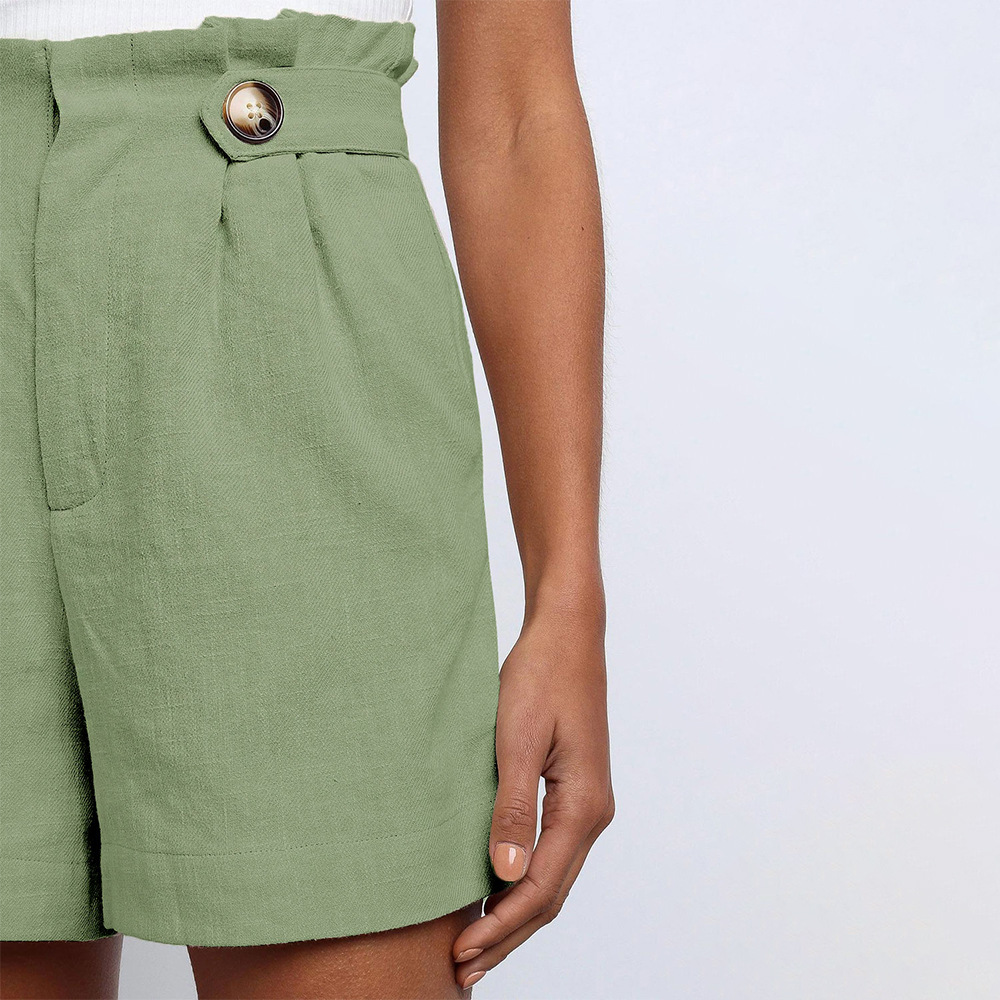 Womens High Waisted Pleated Casual Shorts Loose Fit Solid Color Summer Style Wholesale Available