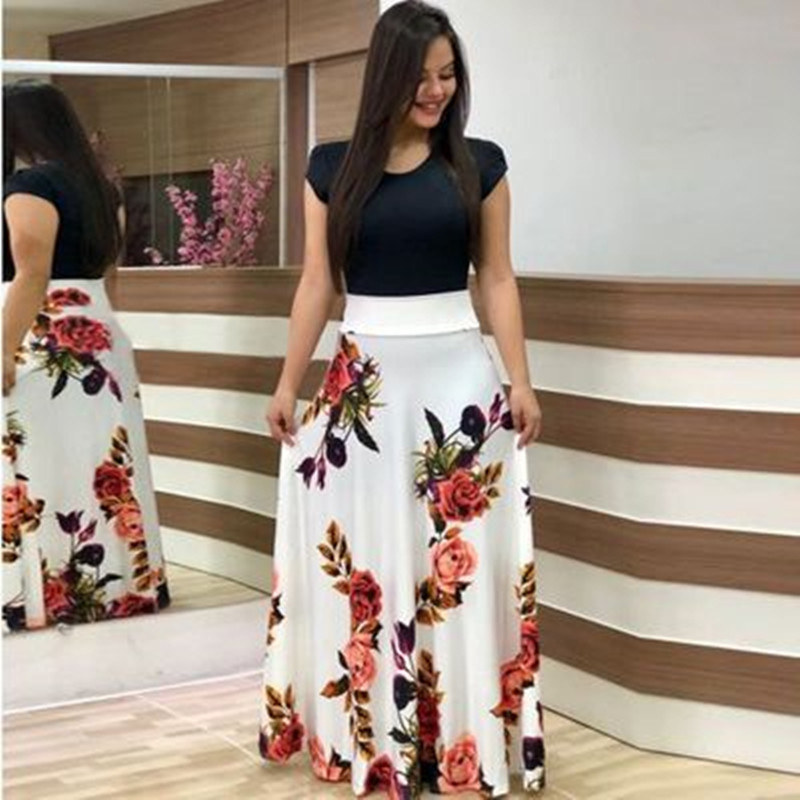 Floral Print Color Block Long Sleeve Maxi Dress Elegant Design Comfortable Fabric Perfect for Spring Summer Wholesale