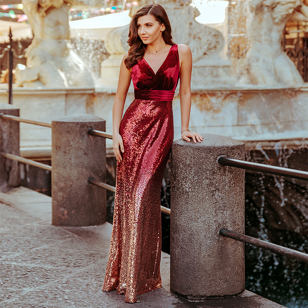 Elegant Sequin Maxi Dress Slim Fit Sleeveless Spring Summer Fashion Perfect for Parties and Formal Events Wholesale