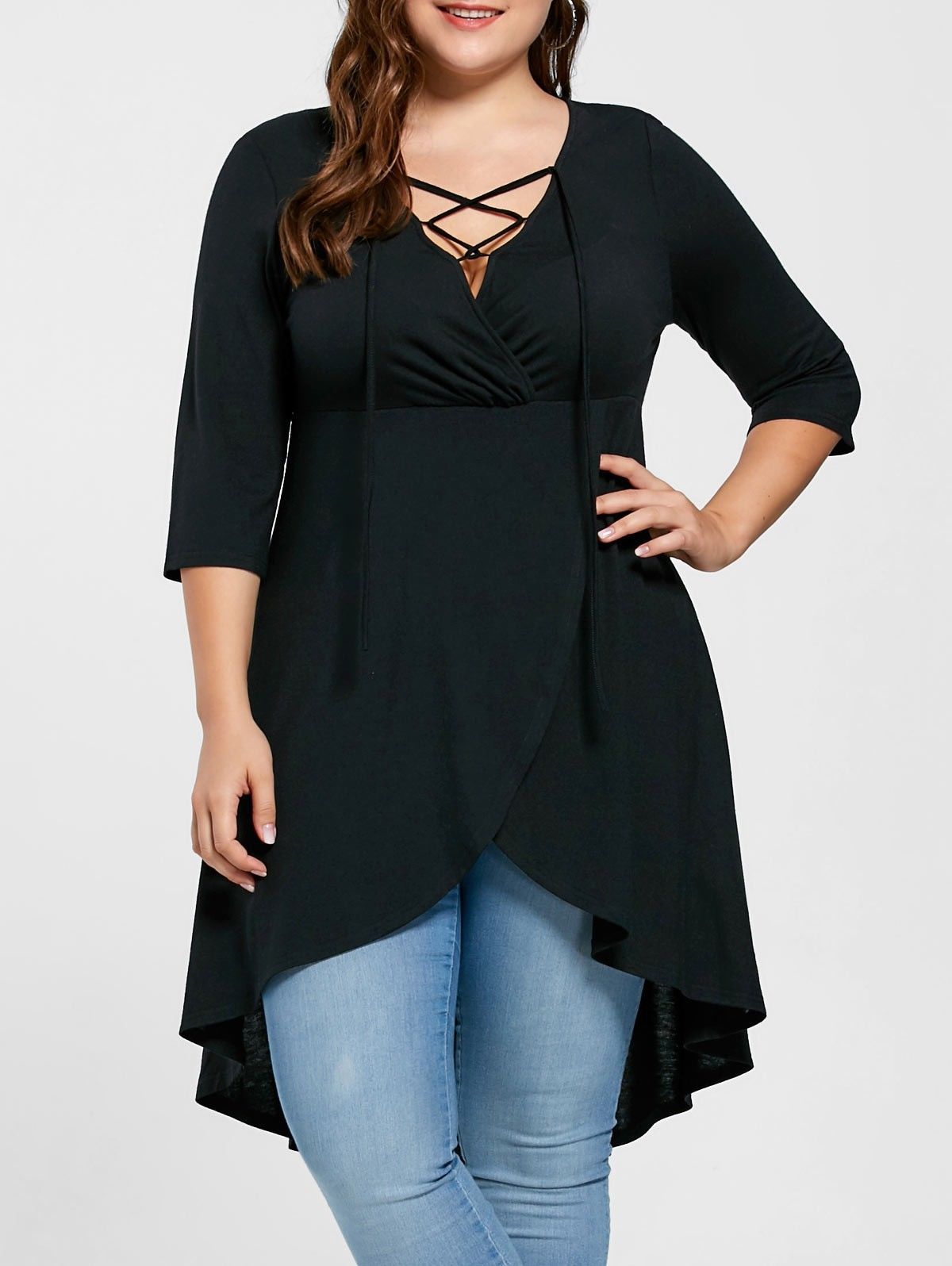 Plus Size Womens Dress Fashionable Slim Fit V Neck Summer Style Streetwear for Casual Occasions Wholesale