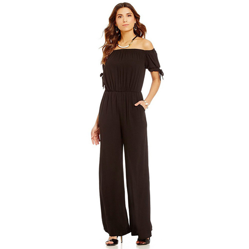 Off Shoulder Chiffon Jumpsuit Waist Tie Long Pants Stylish Sleeves Perfect for Parties and Events Wholesale