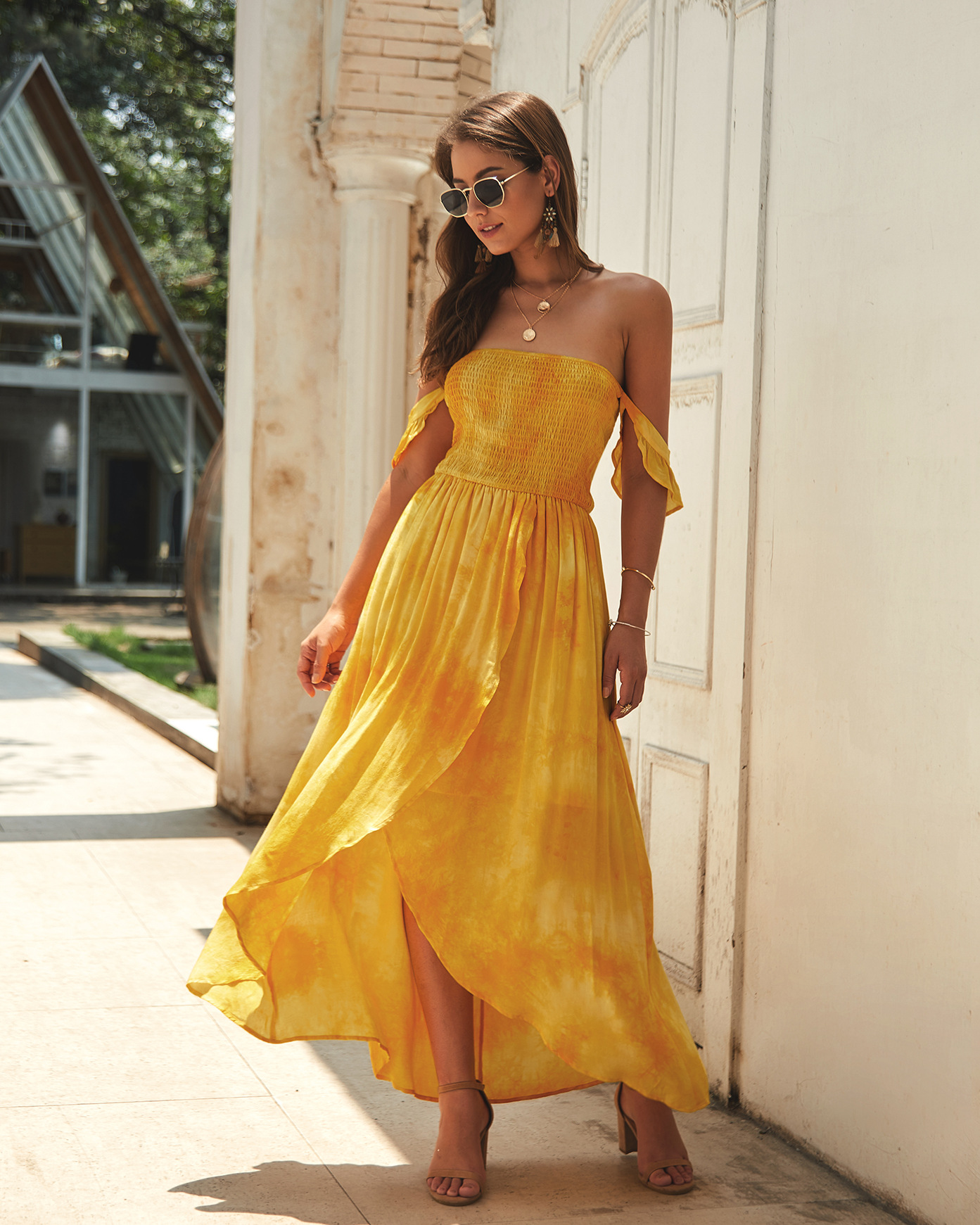 Womens Summer Dress Off Shoulder Floral Print Mid Length Casual Wear for Parties or Outings OEM Available