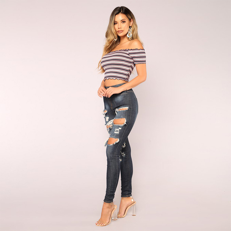 Womens Ripped Skinny Jeans Distressed Design Comfortable Fit Versatile Style Perfect for Casual Wear Wholesale