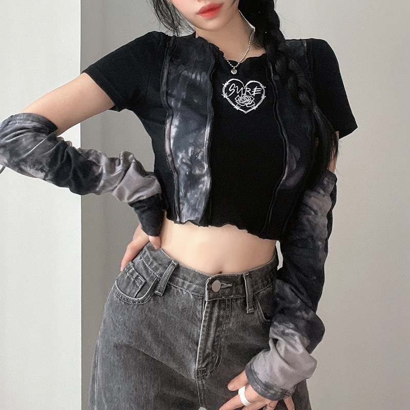 Black Long Sleeve T Shirt Off Shoulder Design Sheer Mesh Cropped Fit Casual Wear for Women Wholesale Available