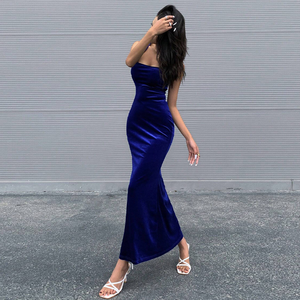 Autumn and Winter New Slim Fit Waist Bodycon Sexy Backless Mermaid Dress Party Dress