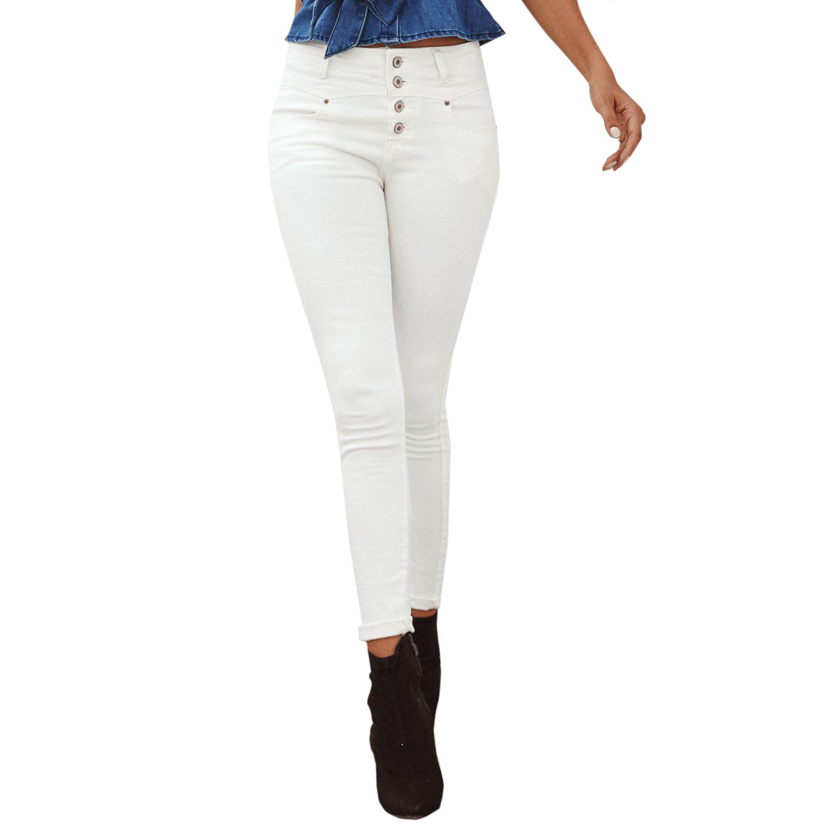 High Waisted White Denim Pencil Pants for Women Casual Style Trendy Design Comfortable Fit Wholesale Available