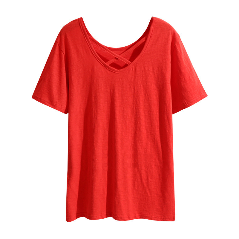 Plus Size Womens V Neck Short Sleeve T Shirt Loose Fit Summer Style Casual Wear Wholesale Available