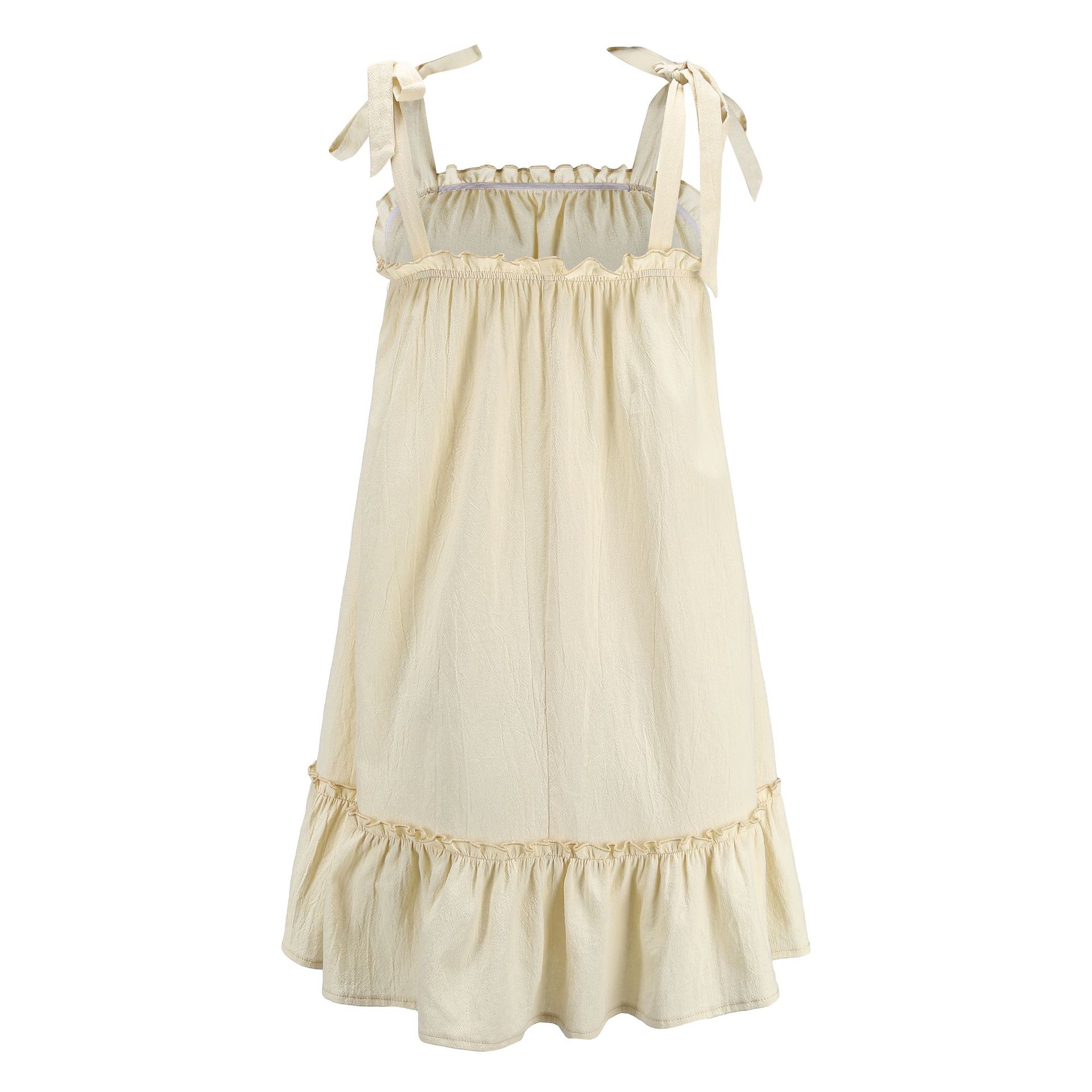 Ruffle Hem Bow Tie Strappy Maxi Dress Elegant Design Flowy Silhouette Perfect for Summer Events Wholesale Available
