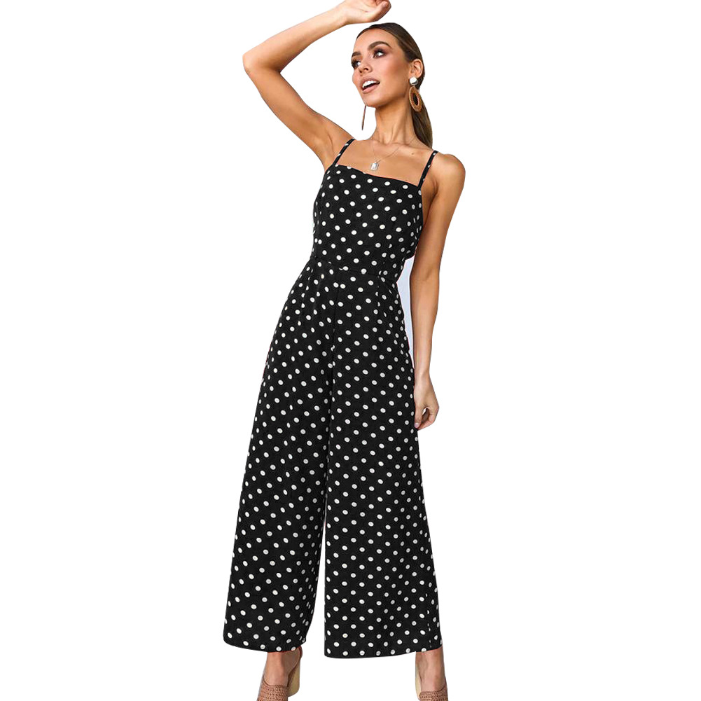 Polka Dot Tie Front Casual Jumpsuit Womens Fashion Summer Style Trendy Design Ready to Ship Wholesale Available