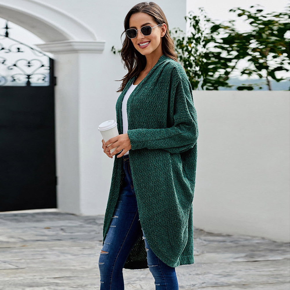 Womens Winter Batwing Sleeve Cardigan Mid Length Loose Fit Knitted Fabric Casual Wear for Everyday Use Wholesale