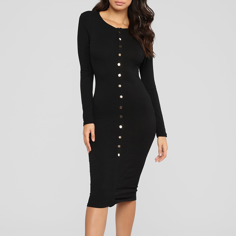 Womens Button Up Dress Stylish Solid Color Spring Fashion Sexy Fit Wholesale Available custom packaging