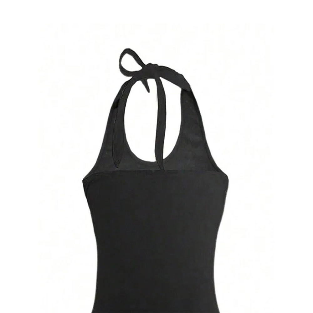 Summer Solid Color Slim Backless Sexy Halter Dress
