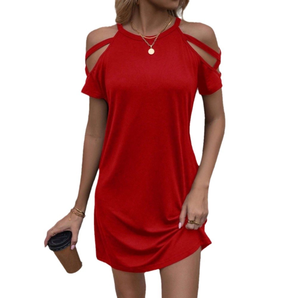 Women's Summer Casual Loose Fit Knit Short-Sleeve Dress