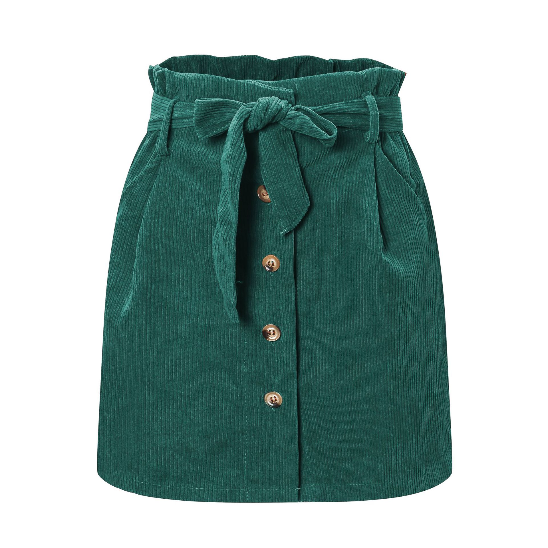 High Waisted Corduroy Skirt Floral Design A Line Silhouette Autumn Winter Fashion Wholesale Available
