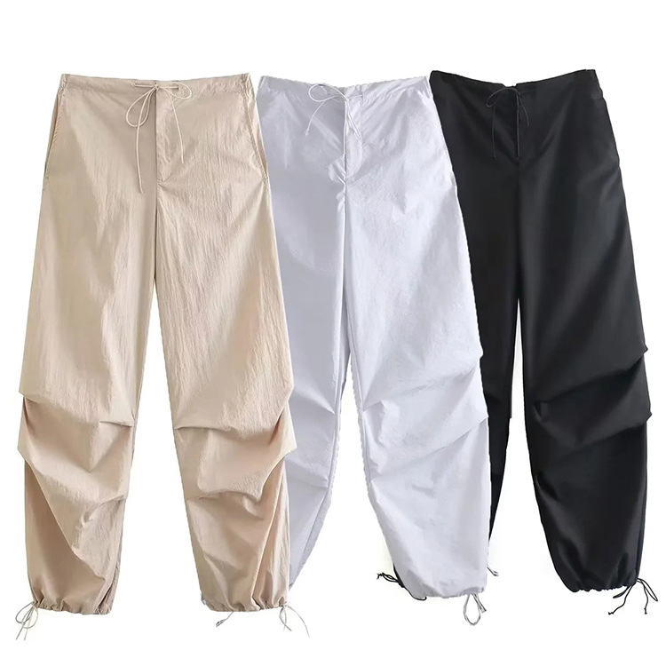 Womens High Waisted Cargo Pants Lightweight Drawstring Casual Spring Summer Wholesale Available