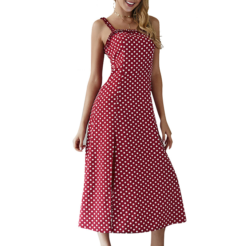 Summer Womens Off Shoulder Polka Dot Dress Original Design Sexy Style Lightweight Fabric Perfect for Parties and