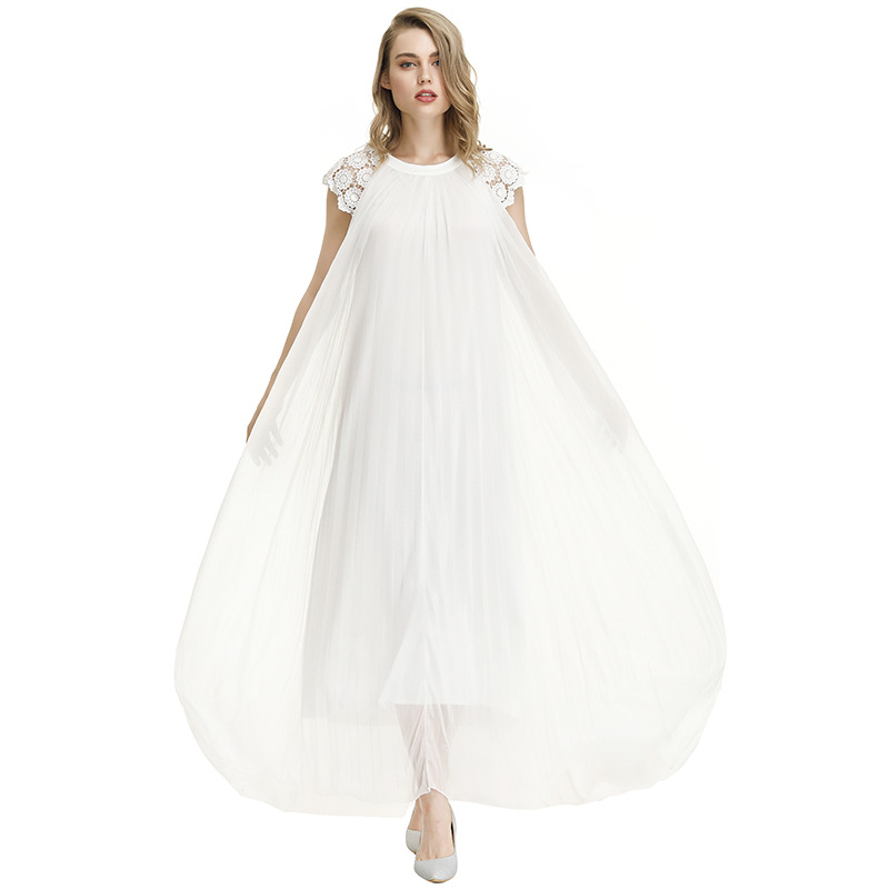 Casual Maxi Dress Round Neck Short Sleeve Loose Fit Maternity Wear for Summer Wholesale Available