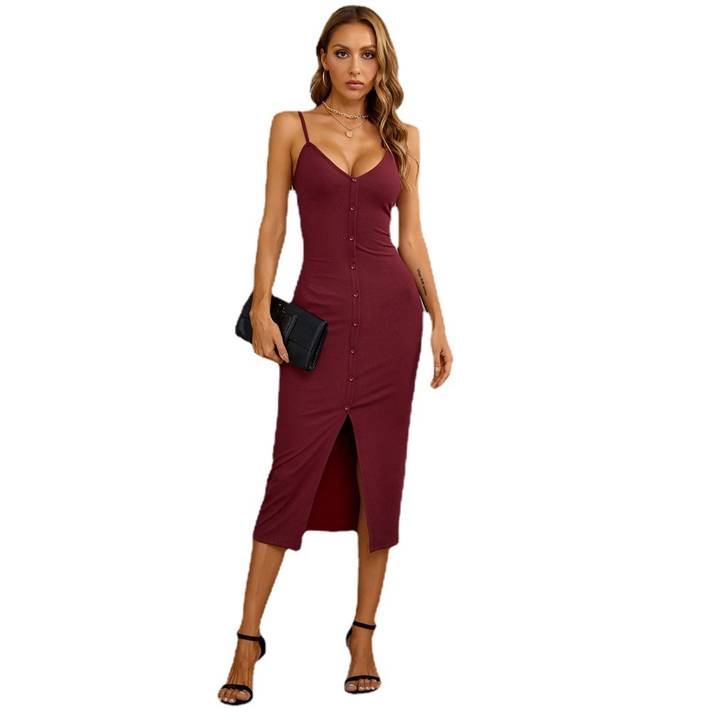 New Sexy V neck Split Slim Fit Bodycon Party Dress