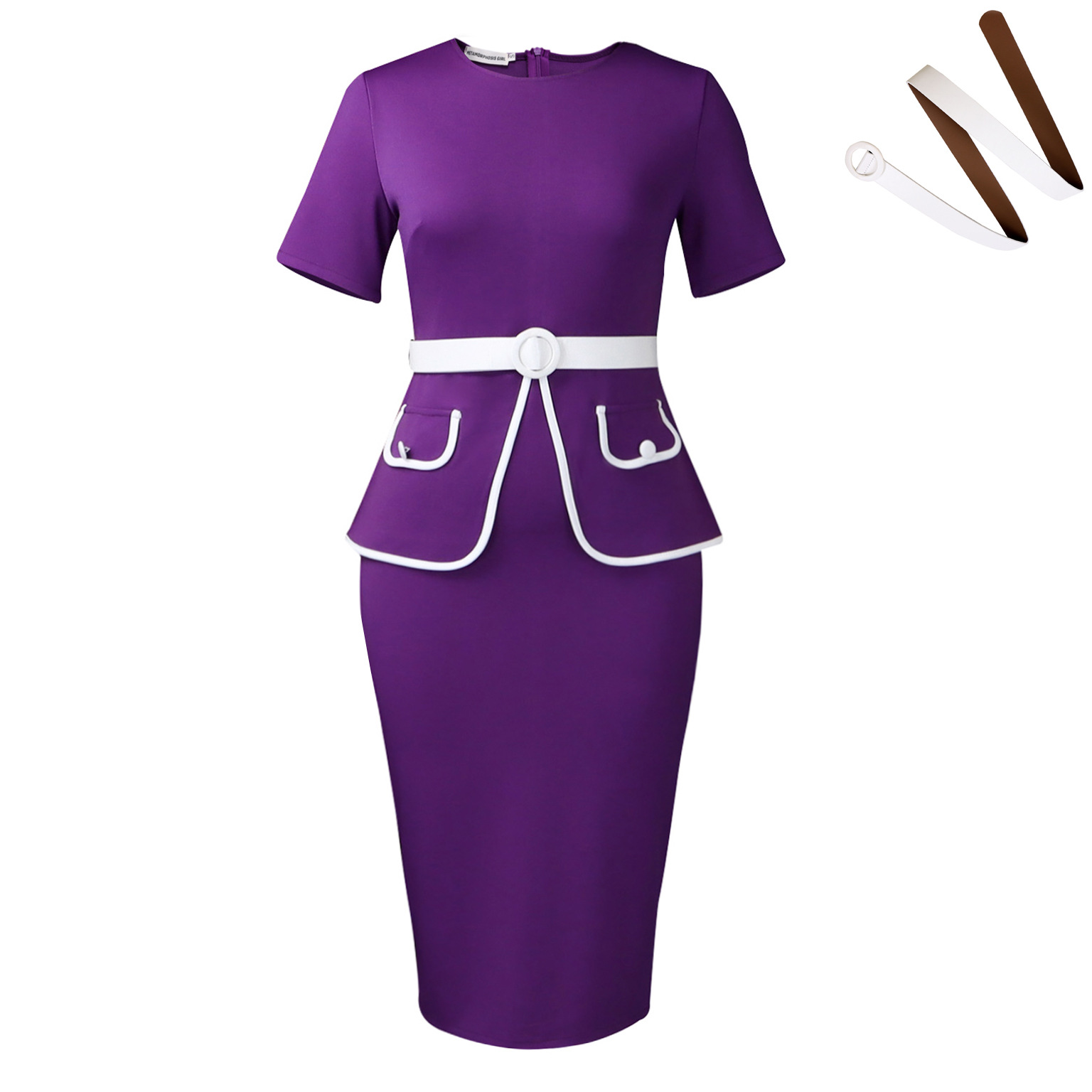 Elegant Plus Size Women's Bodycon Dress with Short Sleeves, Stretchy Fabric, Fashionable OL Style for African and European Mar