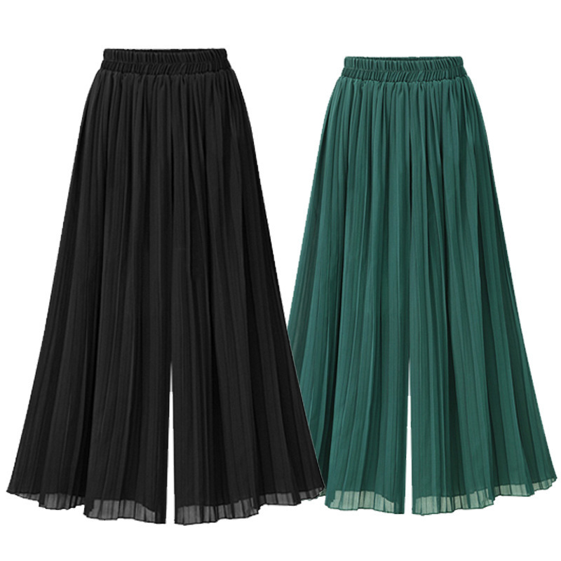 Wide Leg Chiffon Pants Loose Fit Comfortable Elastic Waist Summer Casual Wear for Women Wholesale Available