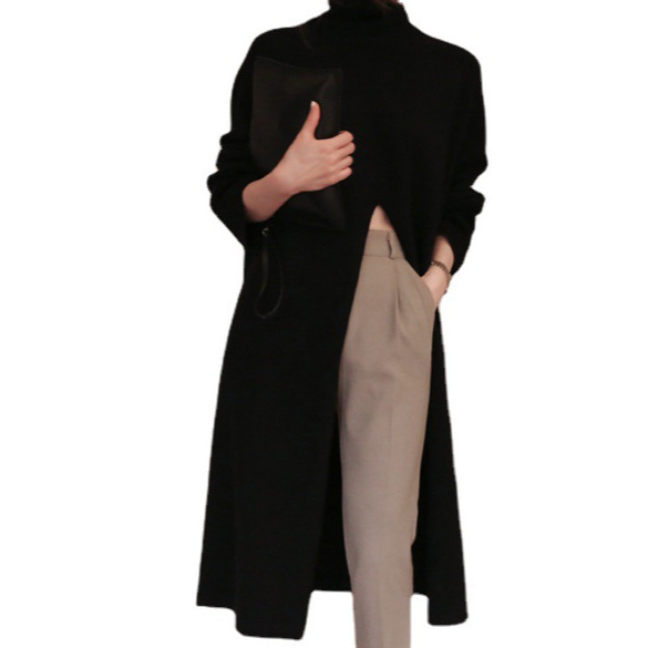 High Neck Long Sweater Dress High Waist Split Design Fashionable Style Autumn Wear for Women Wholesale Available