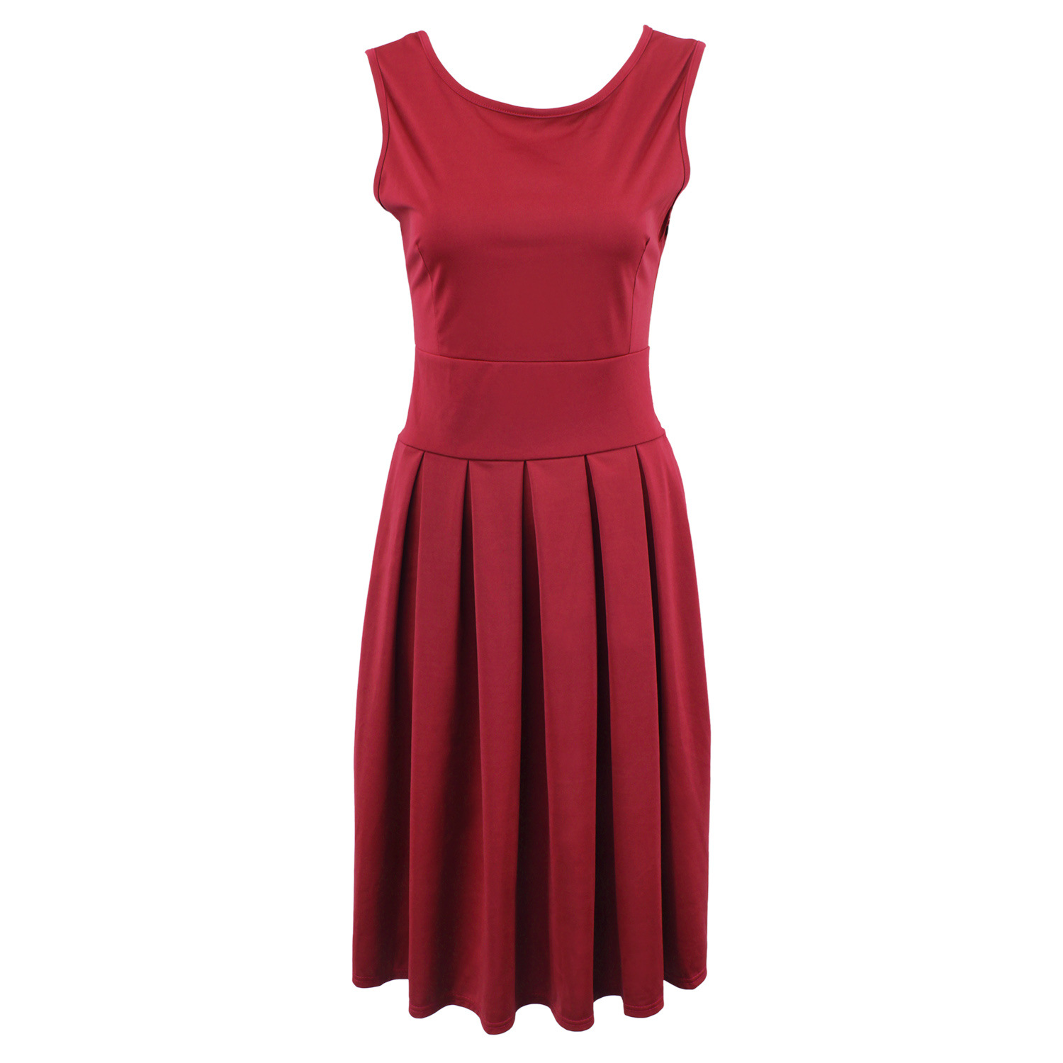 Sleeveless Pleated Dress Slim Fit Solid Color Elegant Design Spring Summer Womens Fashion Wholesale Available