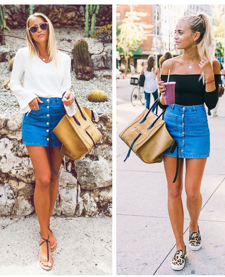 Denim Skirt Fashionable Design Button Closure Stylish Fit Casual Wear Summer Season Wholesale Available
