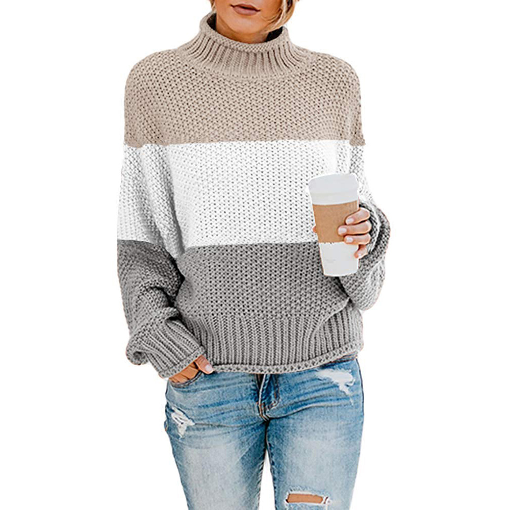 Womens Oversized Turtleneck Sweater Batwing Long Sleeves Warm Knit Fabric Versatile Style Perfect for Winter Wear