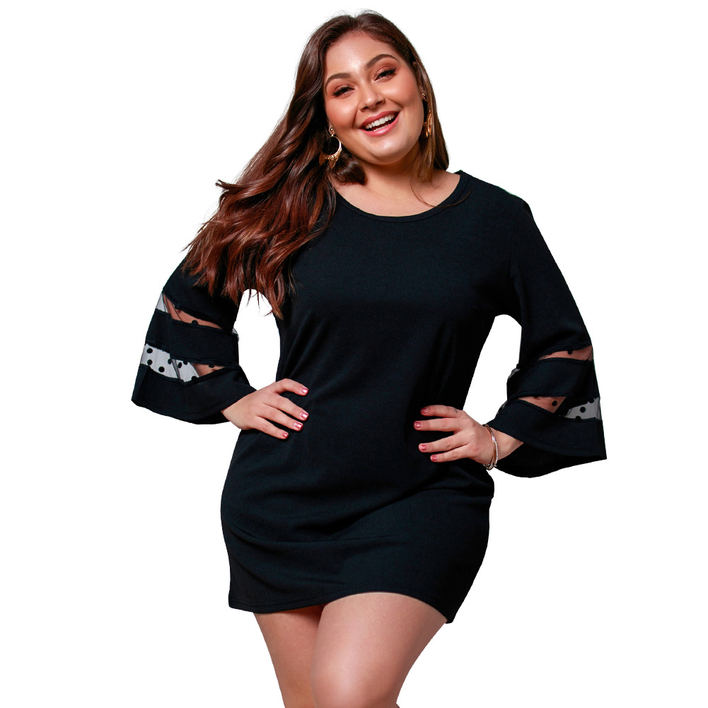 Plus Size Womens Dress Original Design Short Sleeve Round Neck Solid Color Casual Wear for Every Season OEM