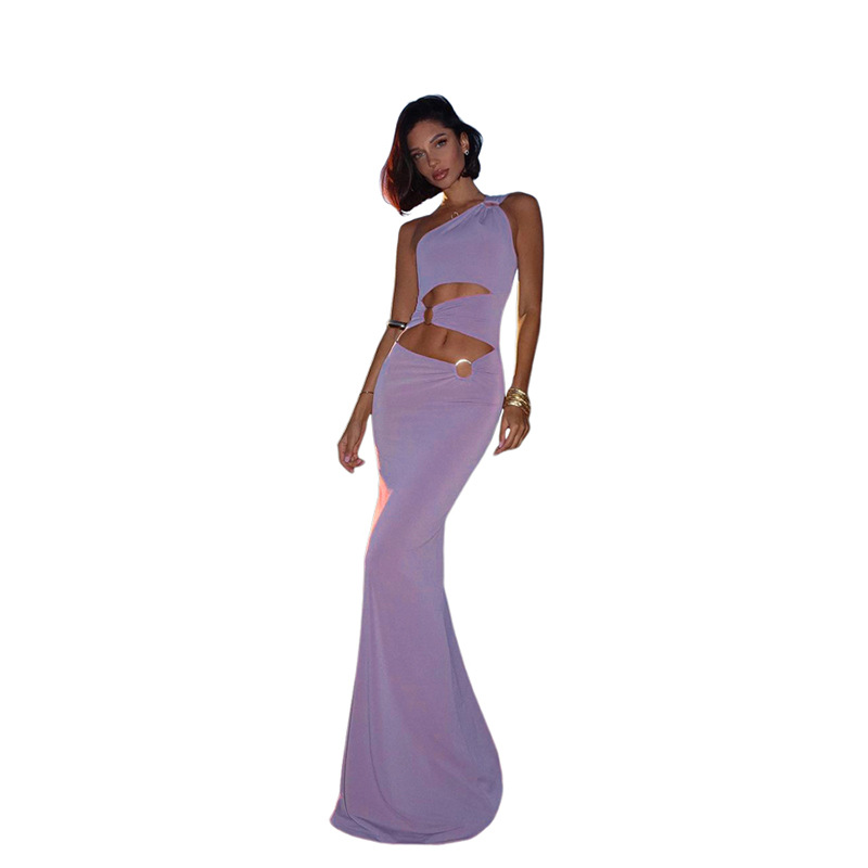 European and American Style Autumn Women's New Fashion Asymmetrical Splicing Fake Two Piece Slim Sexy Split Dress