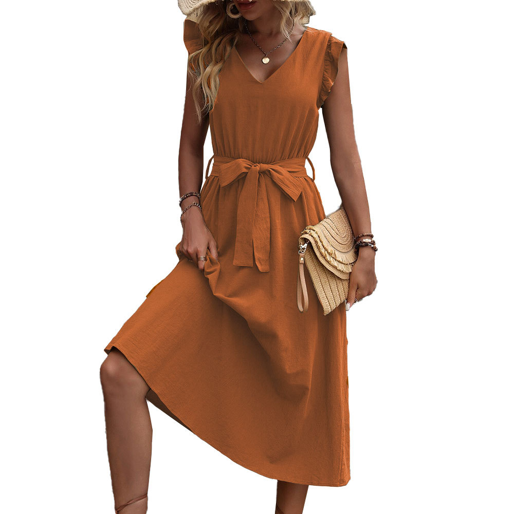 New European and American Style Sexy Backless Waist Slim A line Dress