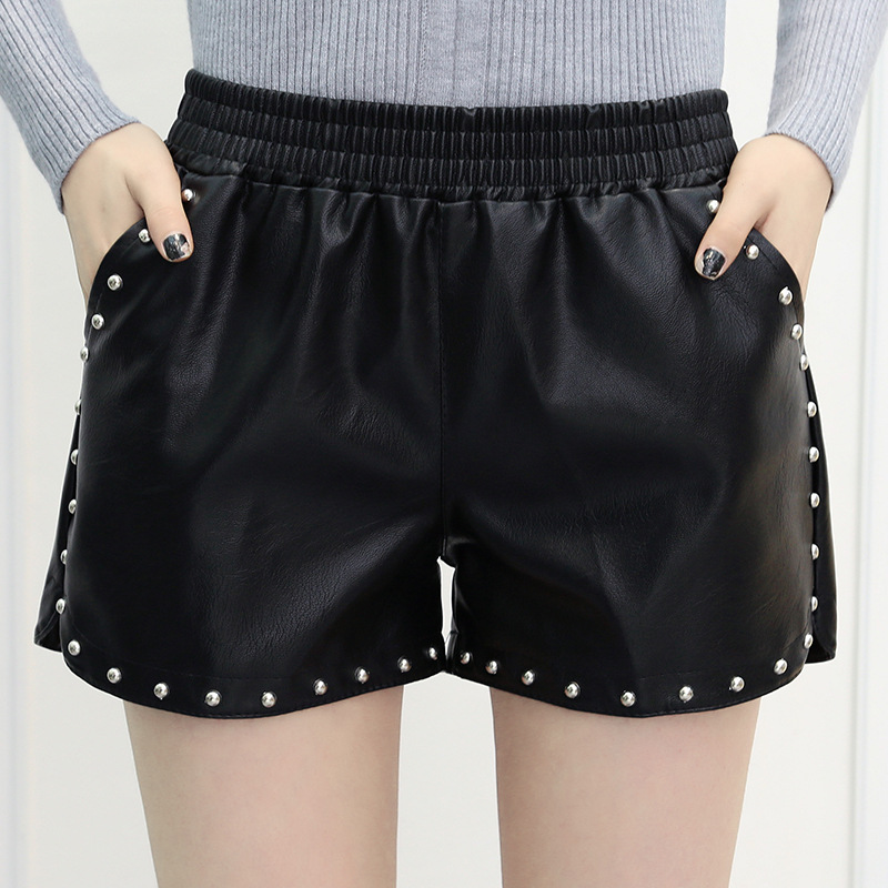 PU Leather Shorts Slim Fit High Waist Stylish Design Autumn Winter Fashion for Trendy Outfits Wholesale Available