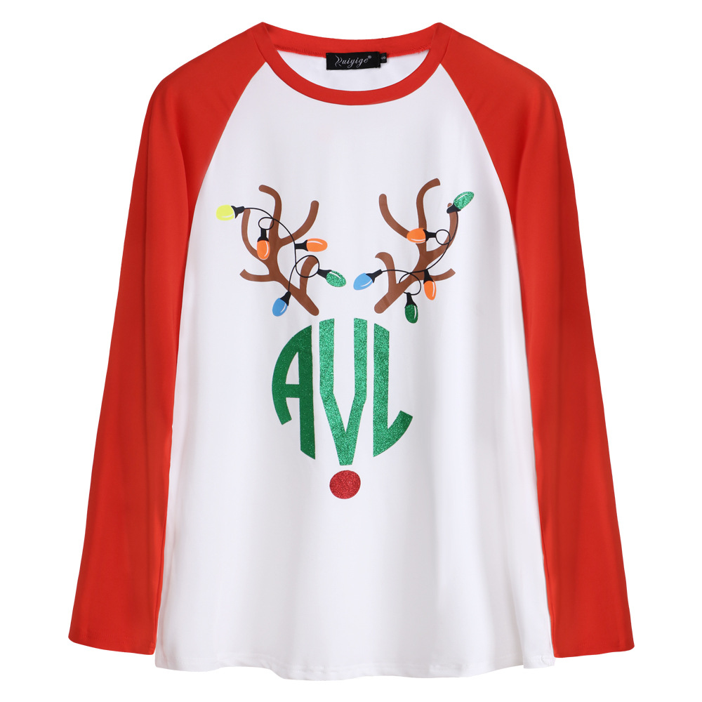 Womens Long Sleeve T Shirt Round Neck Printed Comfortable Fabric Autumn Fashion Christmas Occasion Wholesale