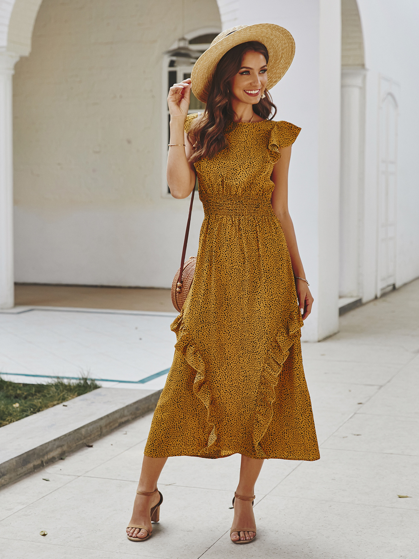 Ruffle Hem Dress Elegant Design Lightweight Fabric Spring Summer Style Wholesale Available custom packaging