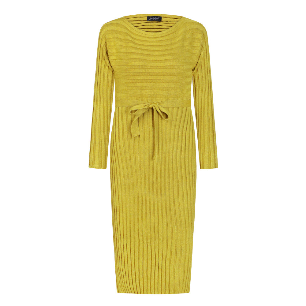 Knit Sweater Dress Off Shoulder Solid Color Stylish Design Autumn Winter Fashion for Women Wholesale Available