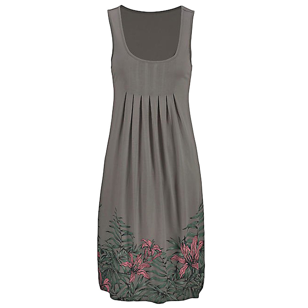 Womens Beach Vacation Sleeveless Dress Round Neck Floral Print Casual Style Wholesale Available