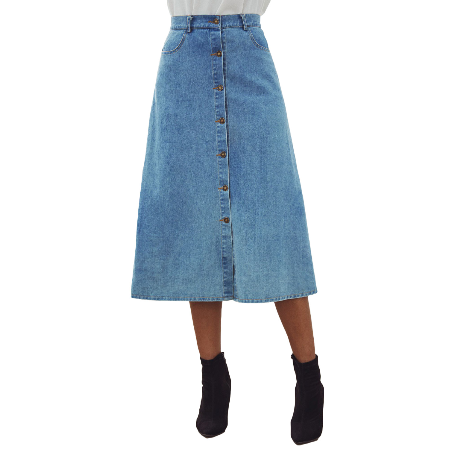 High Waisted Denim Skirt Light Wash Elegant Fit Womens Fashion Casual Wear Summer Style Wholesale Available