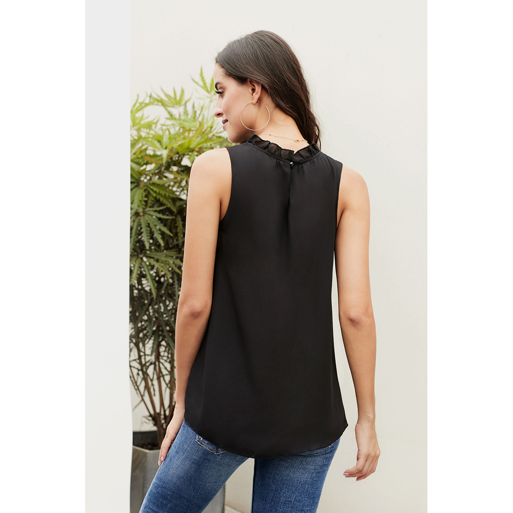 Womens Sleeveless Turtleneck T Shirt Solid Color Slim Fit European Style Summer Casual Wear OEM Available