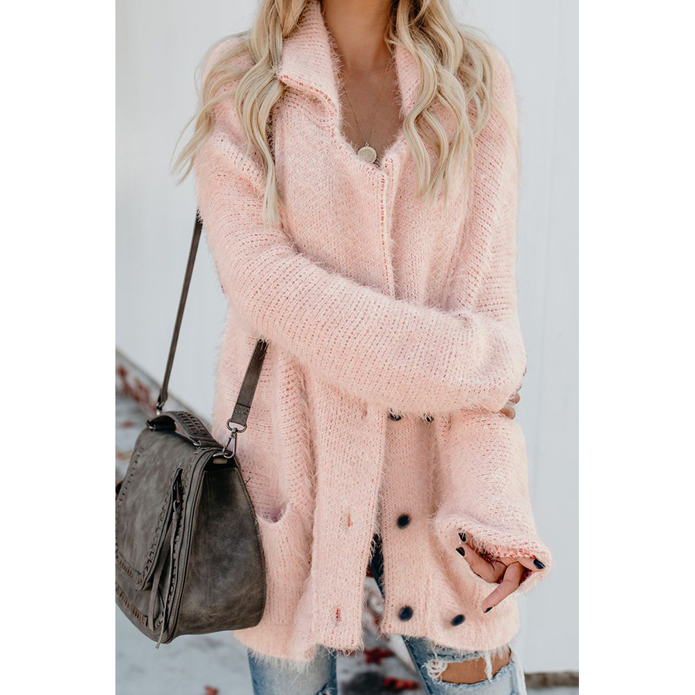Womens Double Breasted Long Cardigan Sweater Thickened Long Sleeve Mid Length Winter Fashion Outerwear Wholesale