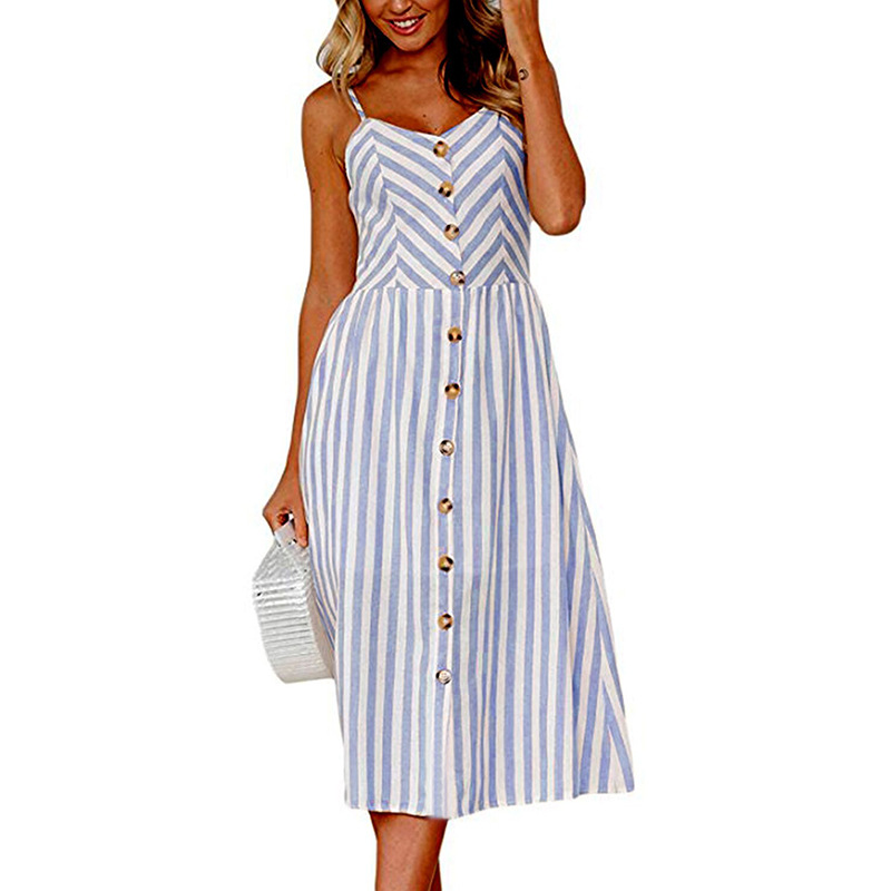 Sunflower Pineapple Print Button Back Sexy Slip Dress 36 Colors 6 Sizes Lightweight Fabric Summer Casual Wear