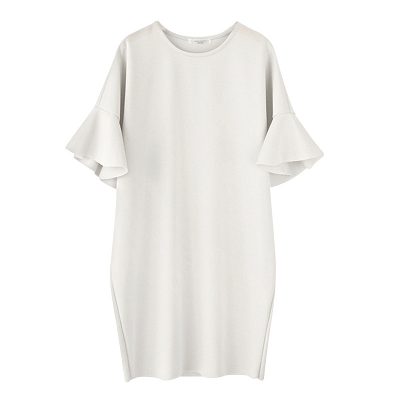 Plus Size Summer Dress Loose Fit Round Neck Bell Sleeves Casual Wear for Women OEM Available