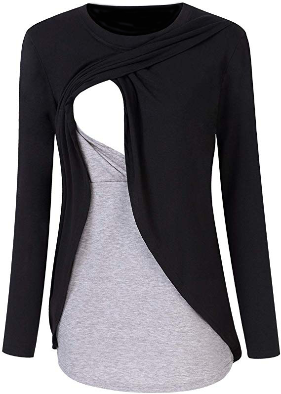 Maternity Nursing Top Casual Long Sleeve Side Pleats Comfortable Fabric Autumn Winter Fashion Wholesale Available