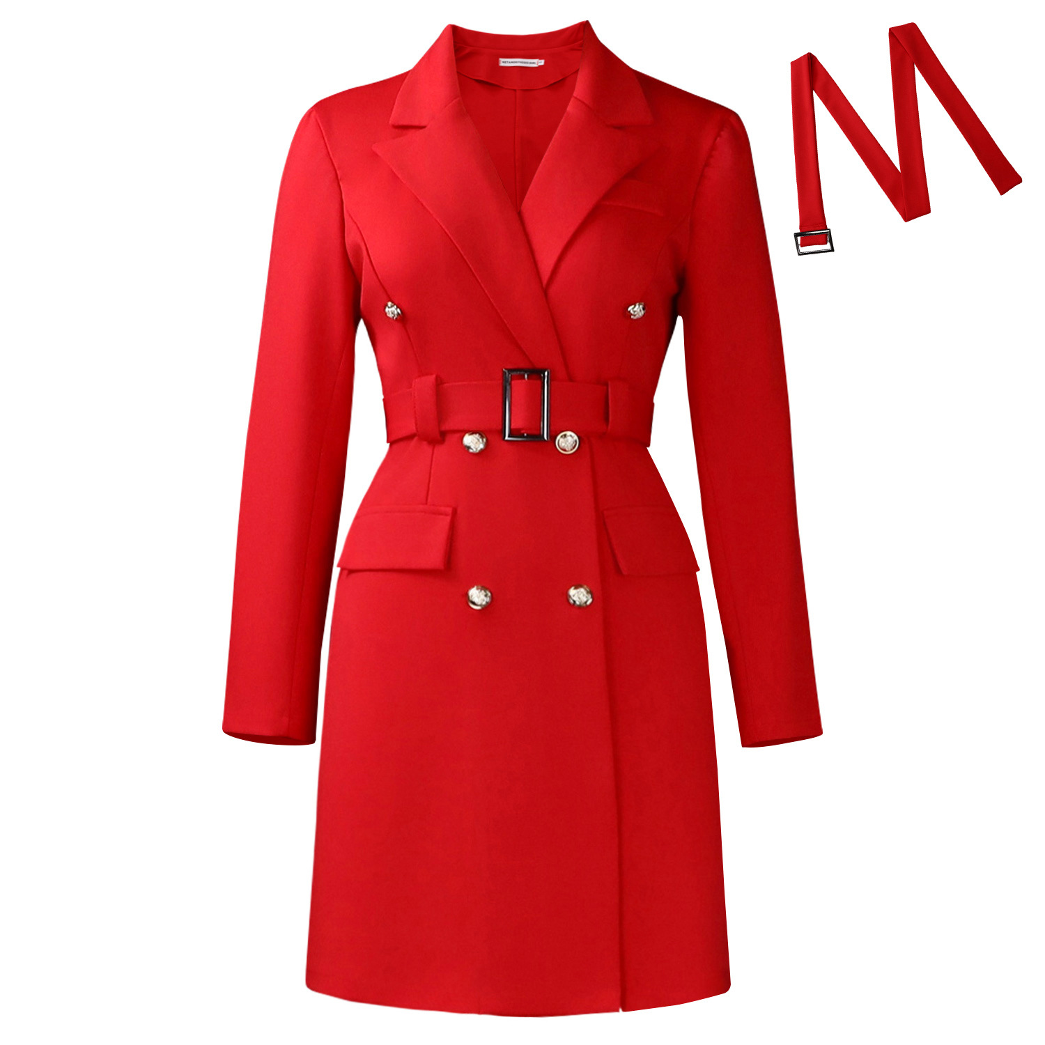 Elegant Long Sleeve Bodycon Blazer Dress for Autumn and Winter, Double Breasted, Solid Color, Perfect for Commuting, European