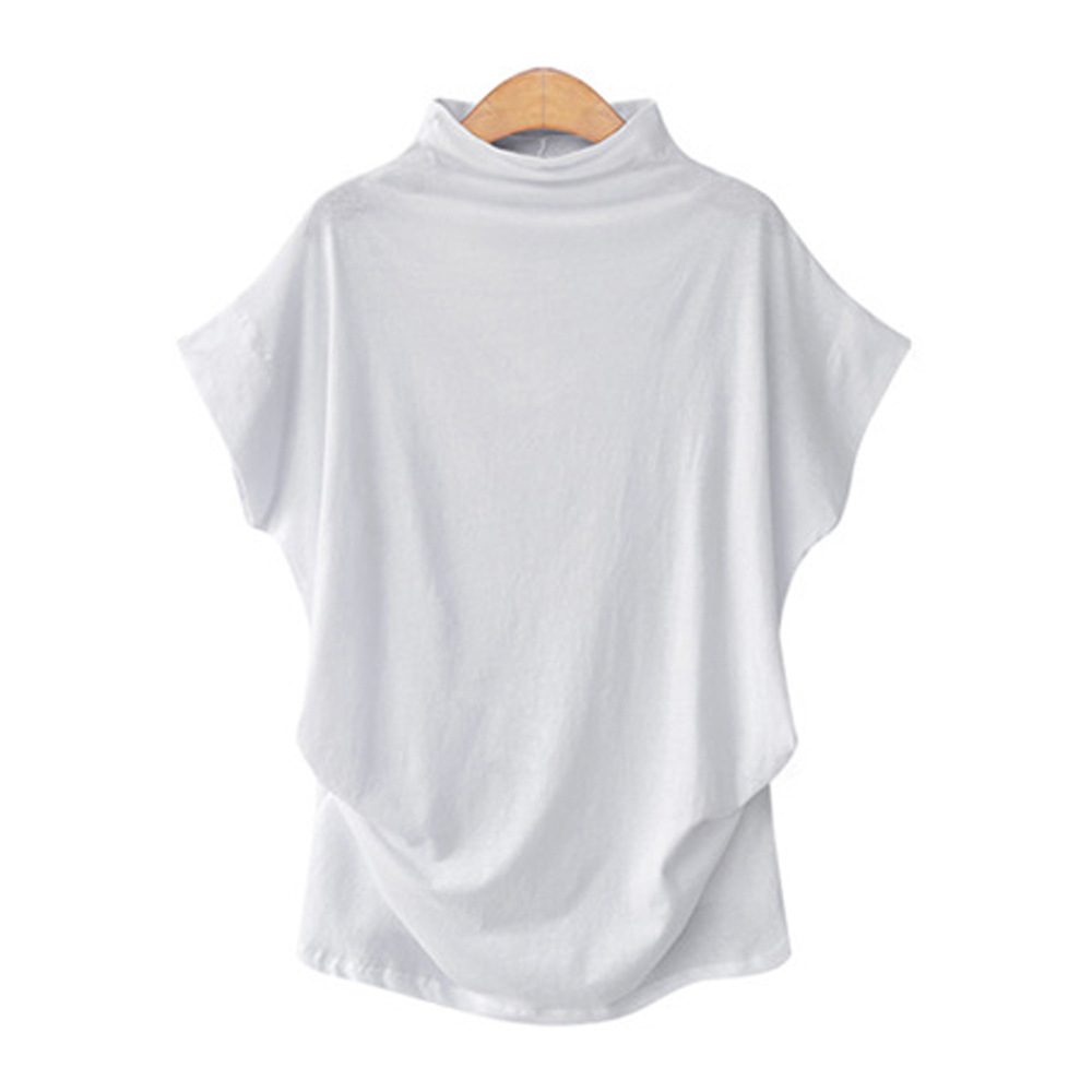 Plus Size Womens High Neck Top Batwing Sleeve Short Sleeve Comfortable Fabric Casual Wear Wholesale Available
