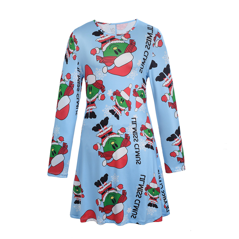 Christmas Dress Long Sleeve Printed Elegant Design Autumn Winter Fashion Wholesale Available