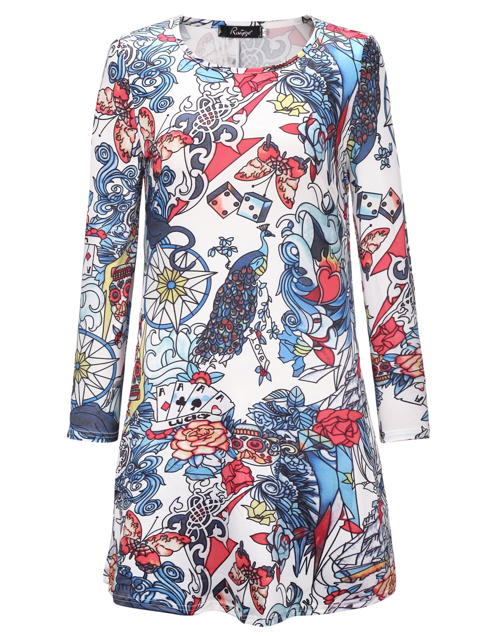 Womens Long Sleeve Halloween Dress Pumpkin Skull Print Round Neck Comfortable Fabric Autumn Winter Collection