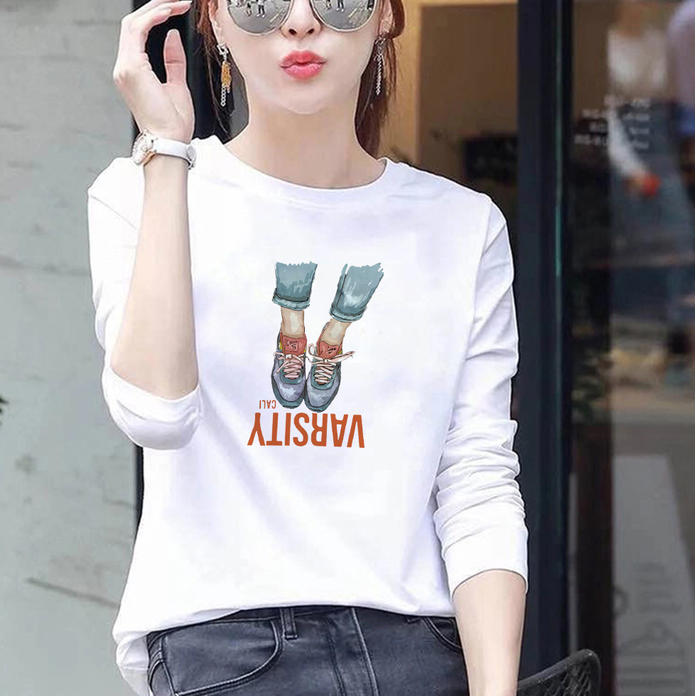 Womens Loose Fit Round Neck Long Sleeve T Shirt 95 Cotton Floral Print Plus Size Casual Spring Wear Wholesale